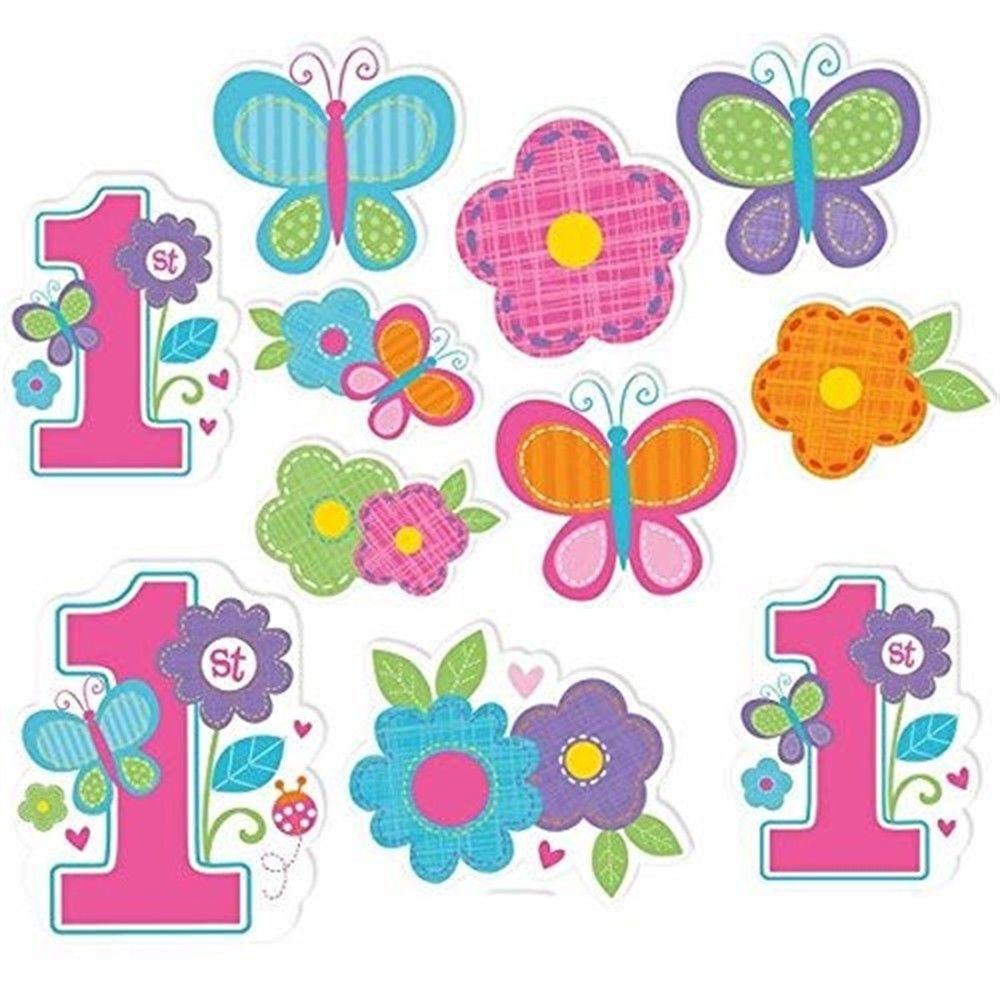 Sweet Birthday Girl Cutouts 12pcs Decorations - Party Centre