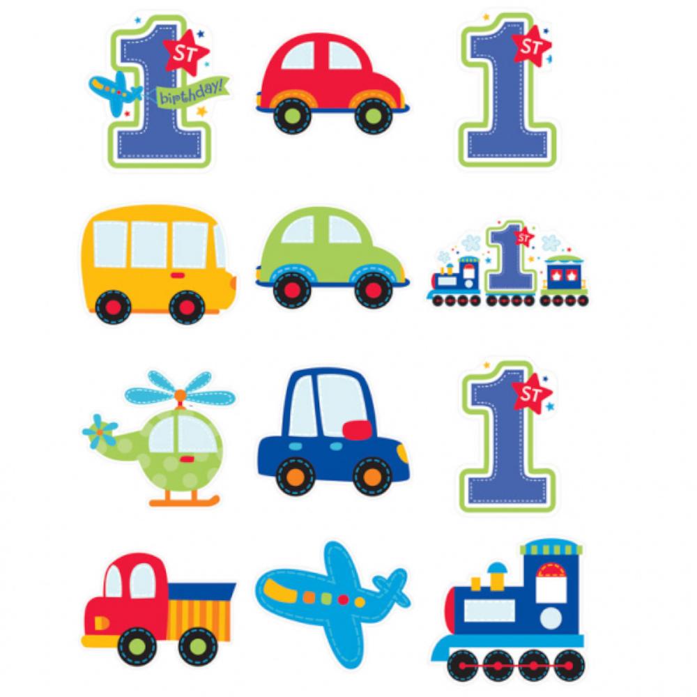 All Aboard Birthday Cutouts 12pcs Decorations - Party Centre