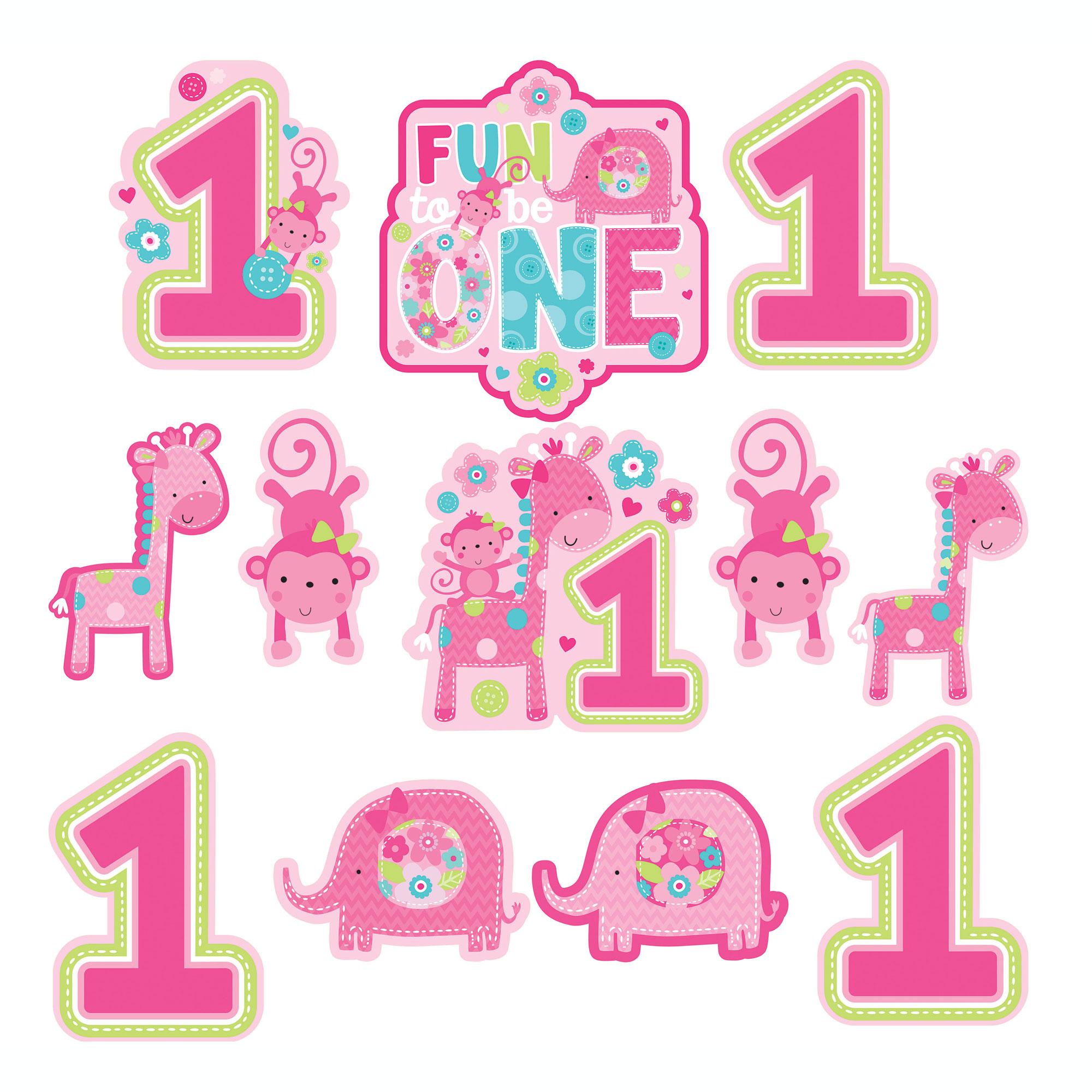 One Wild Girl Value Pack Cutouts 12pcs Decorations - Party Centre