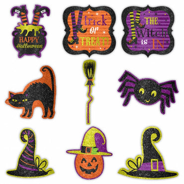 Witches Crew Glitter Cutouts 9pcs Decorations - Party Centre