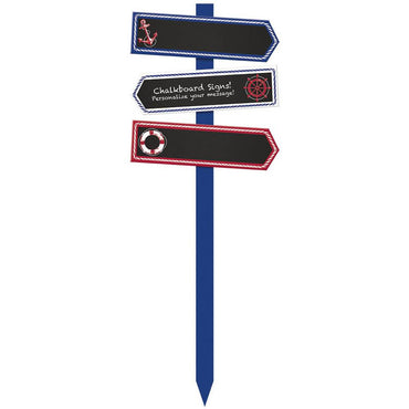 Anchors Aweigh Nautical Chalkboard Yard Stake Decorations - Party Centre