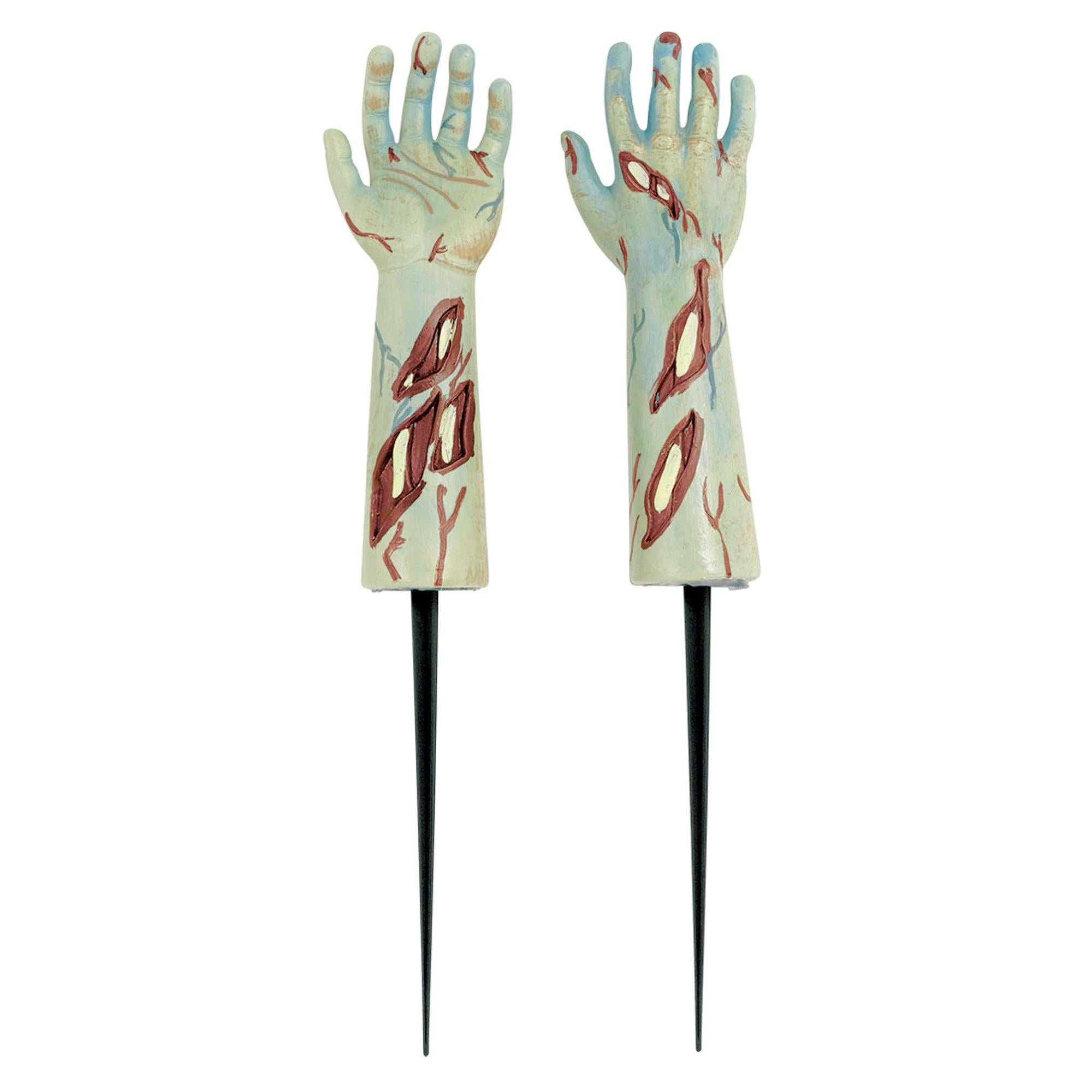 Zombies Hands Garden Stakes 24in, 2pcs Decorations - Party Centre