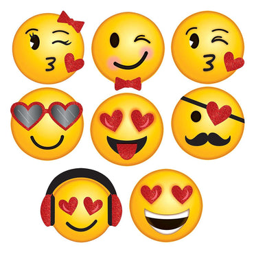 Valentine Emoji Glitter Cutout Super Value Pack 8pcs Decorations - Party Centre