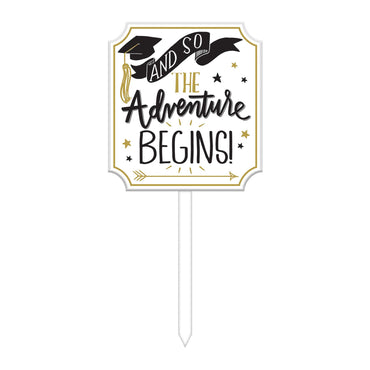 The Adventure Begins Grad Lawn Sign Decorations - Party Centre