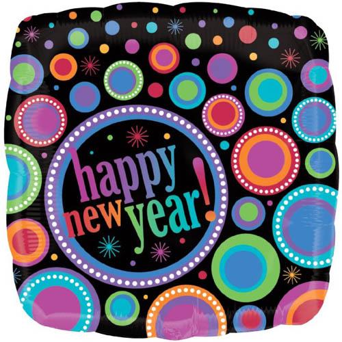 Ring In The New Year 18in Square Foil Balloon Balloons & Streamers - Party Centre