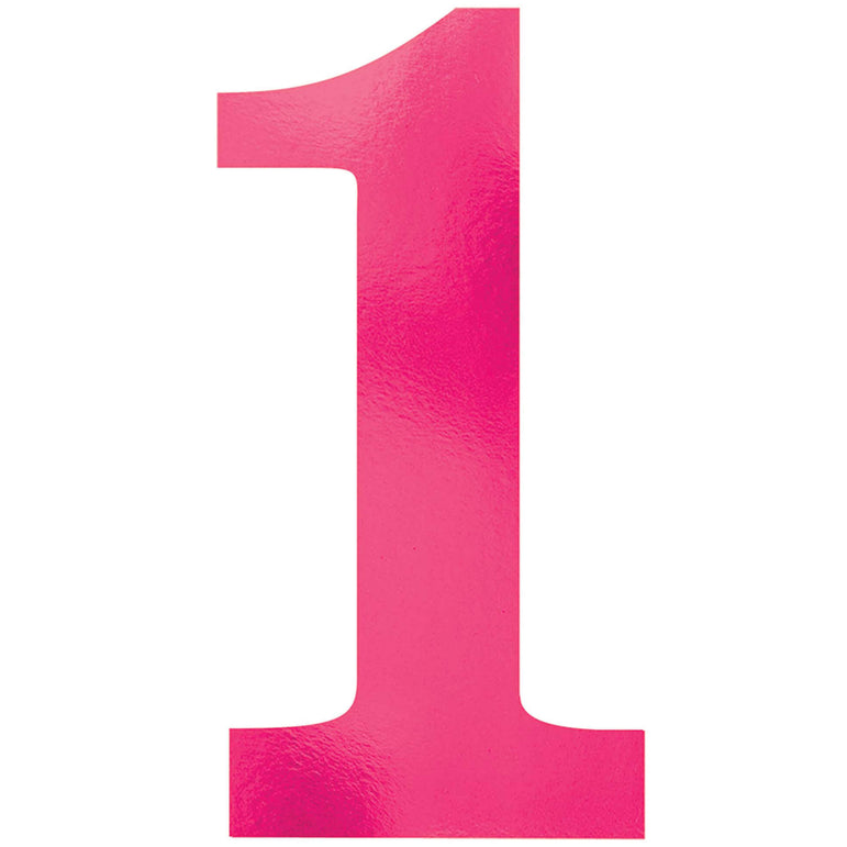 #1 Pink Small Cutout Decoration 9in, 6pcs Decorations - Party Centre