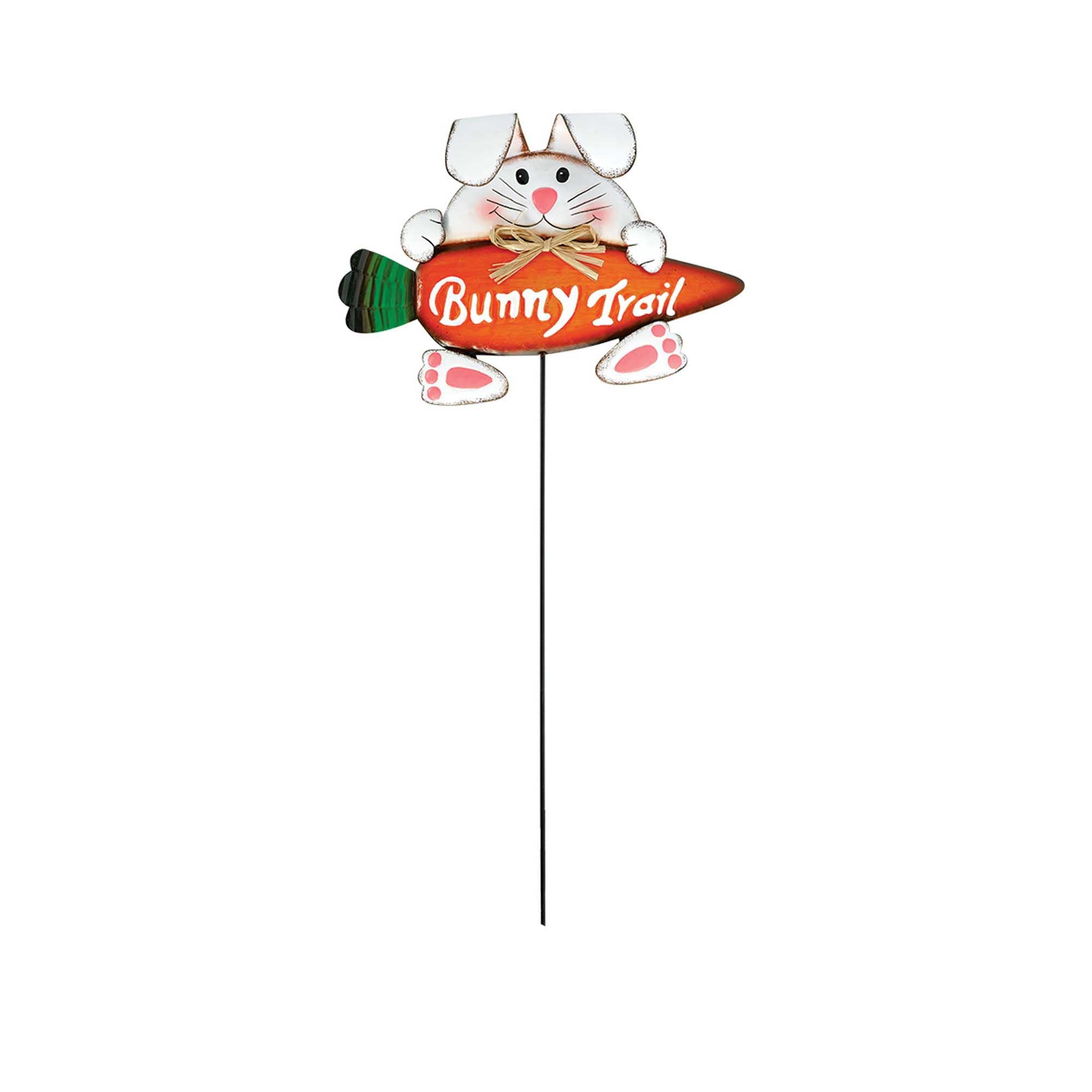Rabbit With Carrot Metal Yard Stake Decorations - Party Centre