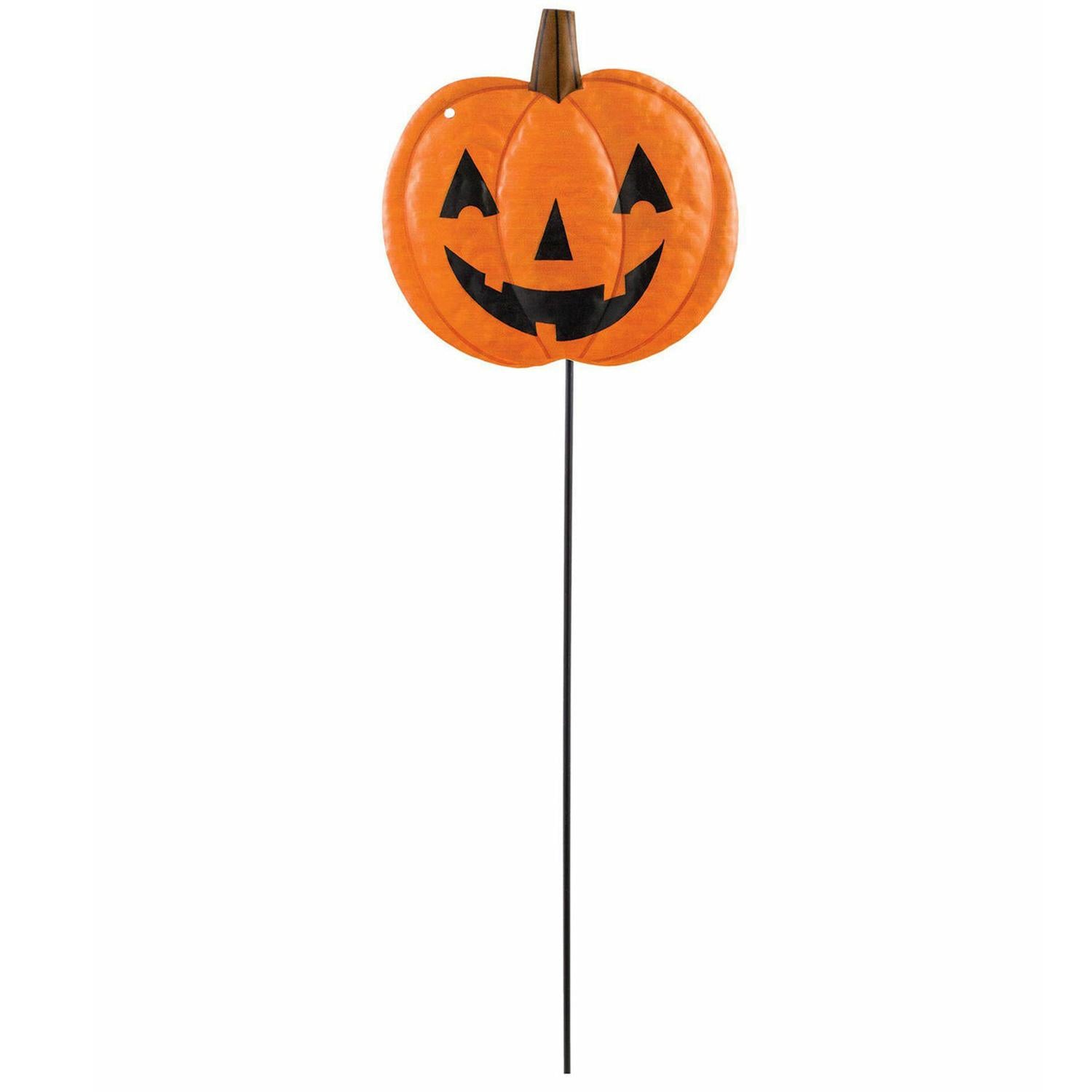 Friendly Pumpkin Metal Yard Stake 22.75in Decorations - Party Centre