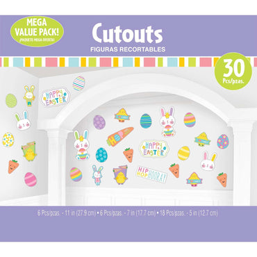 Hello Easter Bunny Cutouts Mega Value Pack Decorations - Party Centre