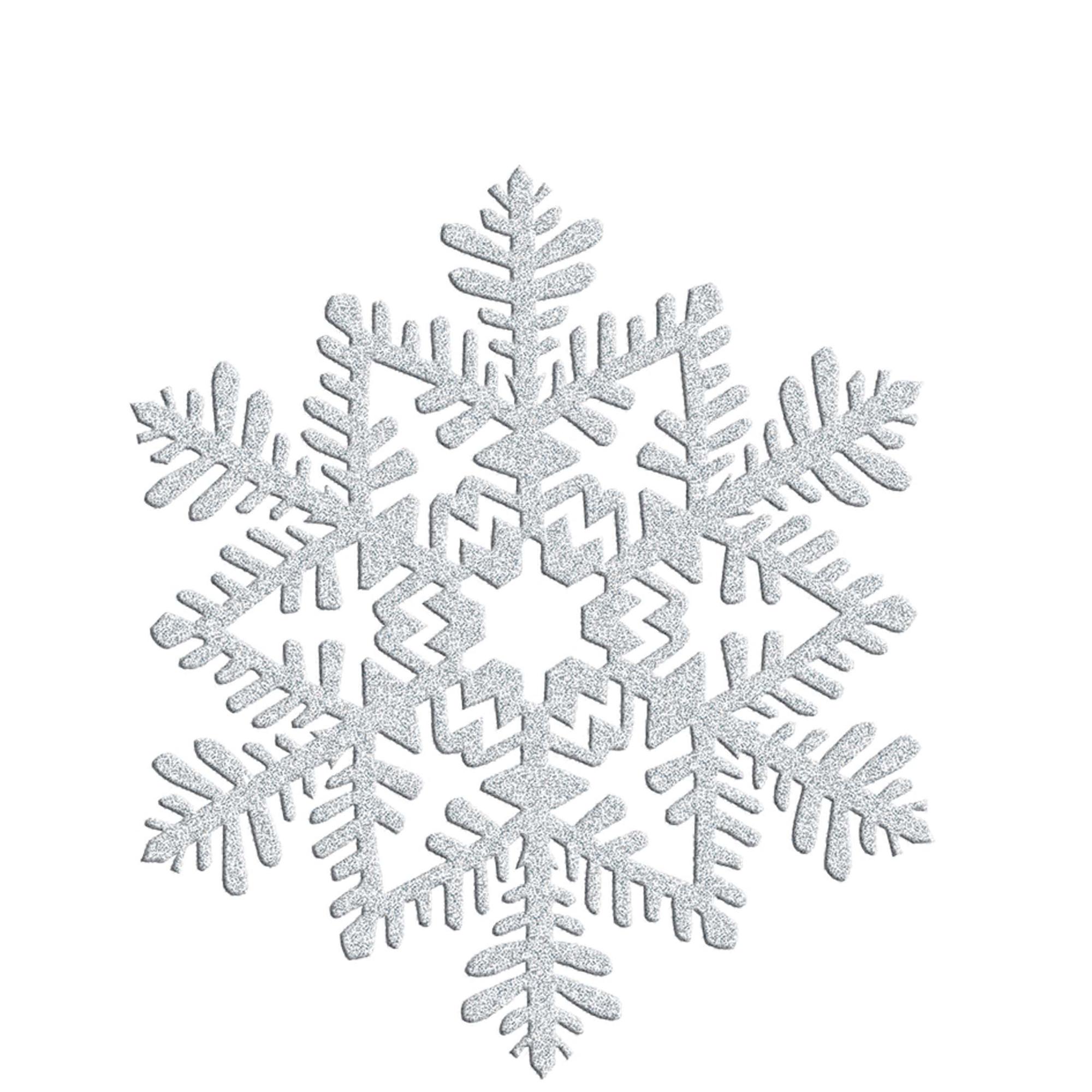 Silver Glitter Plastic Snowflake Decoration 6.5in Decorations - Party Centre