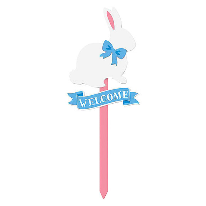 Easter Bunny Welcome Yard Stake Sign Decorations - Party Centre