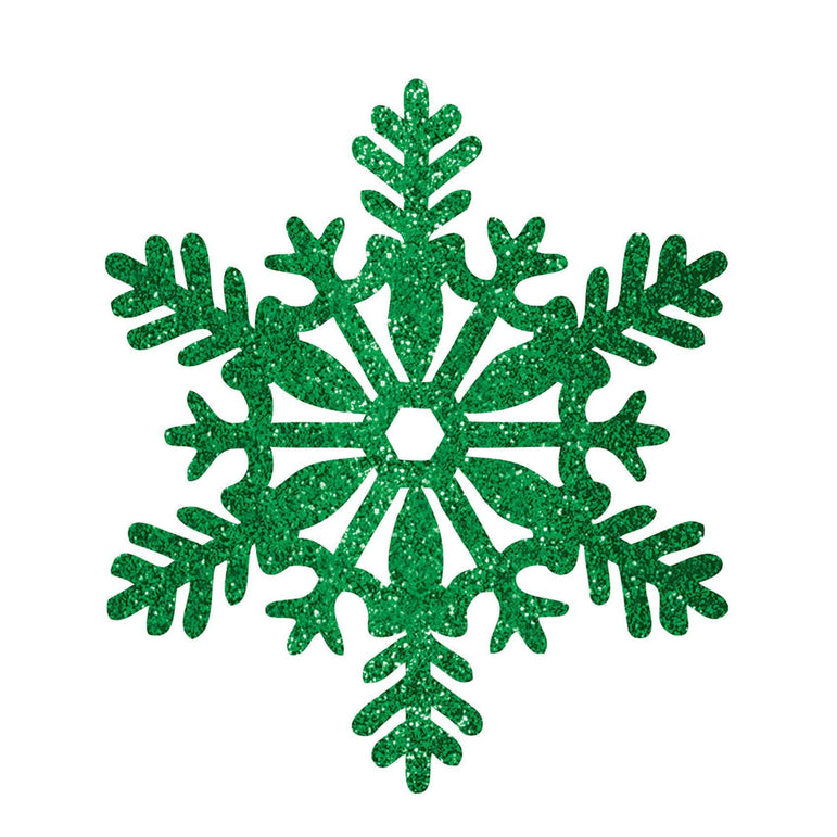 Green Glitter Snowflake Decoration 11in Decorations - Party Centre