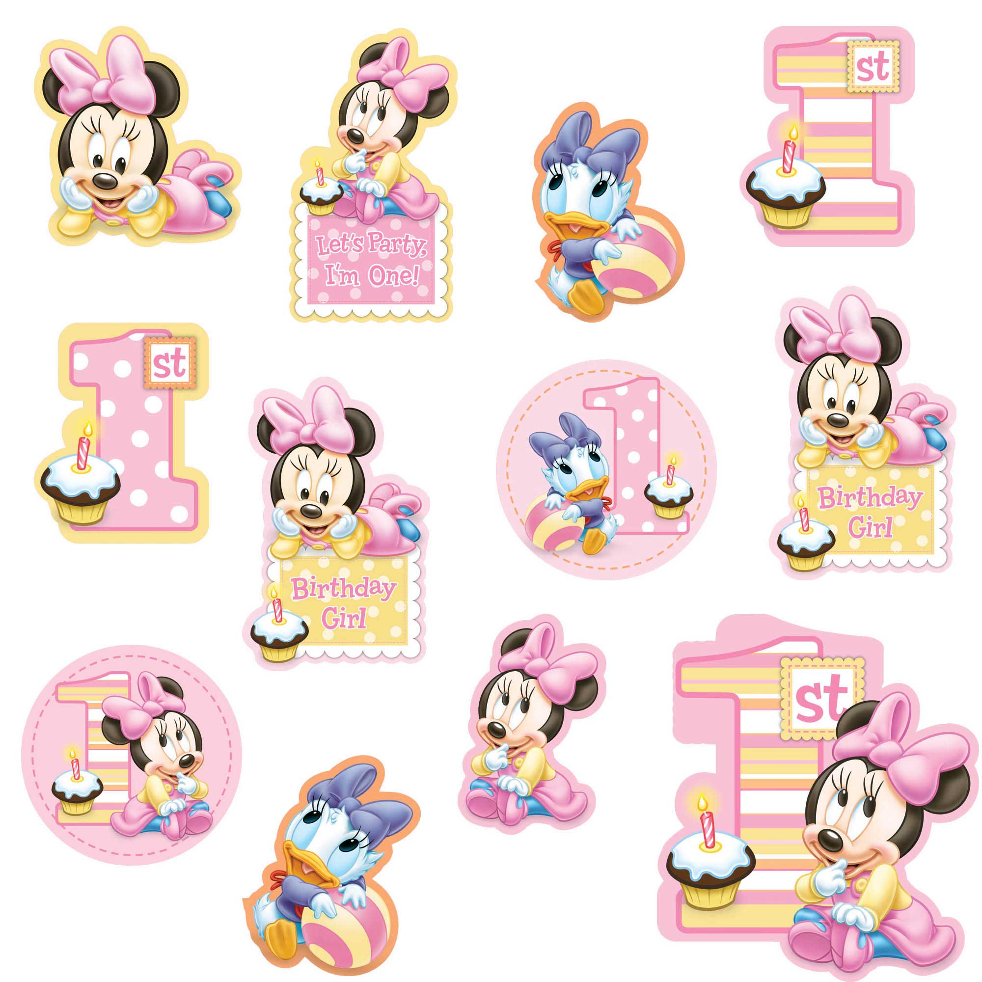 Minnie Mouse 1st Birthday Cutouts Decoration 12pcs Decorations - Party Centre