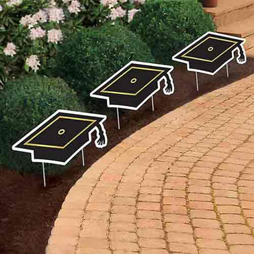 Small Graduation Cap Yard Stakes Multi-Pack 6pcs