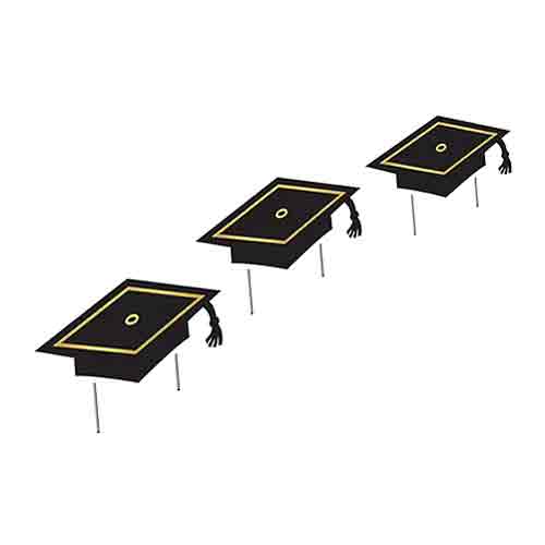 Small Graduation Cap Yard Stakes Multi-Pack 6pcs