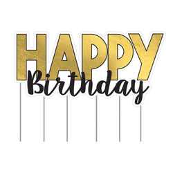 Happy Birthday Black & Gold Yard Sign 1pc