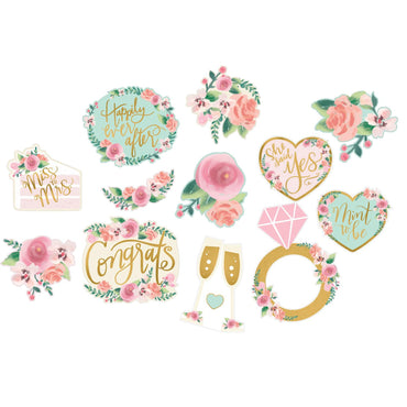 Mint To be Paper Cutouts 12pcs Decorations - Party Centre