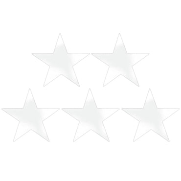 Frosty White Star Foil Cutout 9in 5pcs Decorations - Party Centre