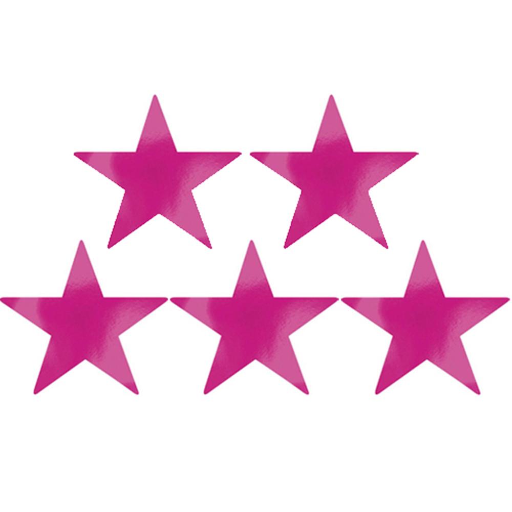 Bright Pink Star Foil Cutout 9in, 5pcs Decorations - Party Centre