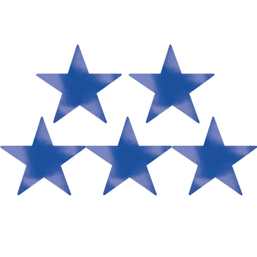 Bright Royal Blue  Star Foil Cutout 9in 5pcs Decorations - Party Centre