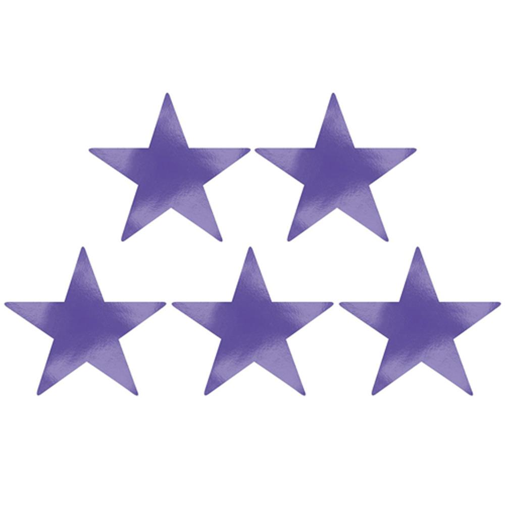 New Purple Star Foil Cutout 9in 5pcs Decorations - Party Centre