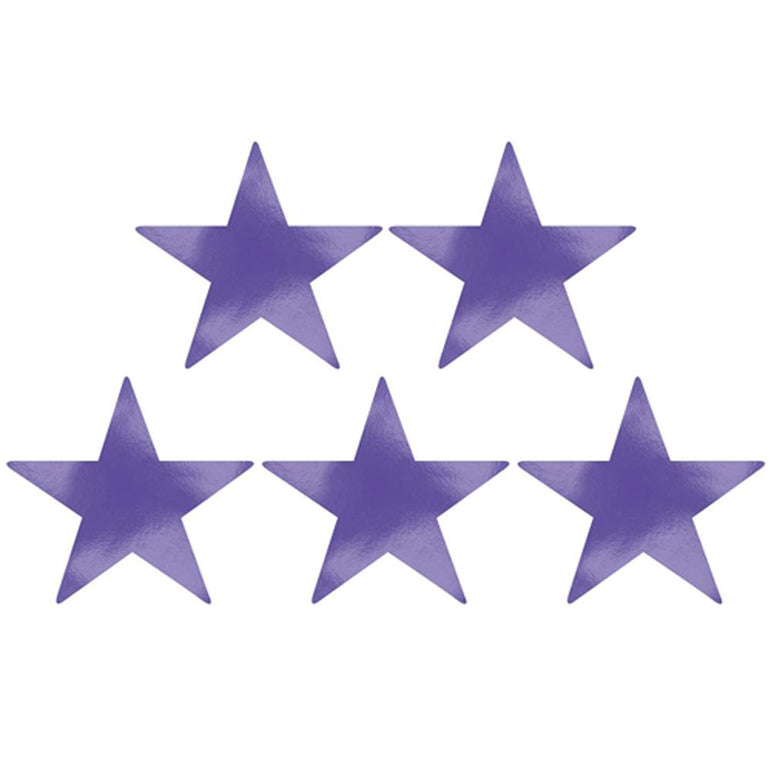 New Purple Star Foil Cutout 9in 5pcs Decorations - Party Centre