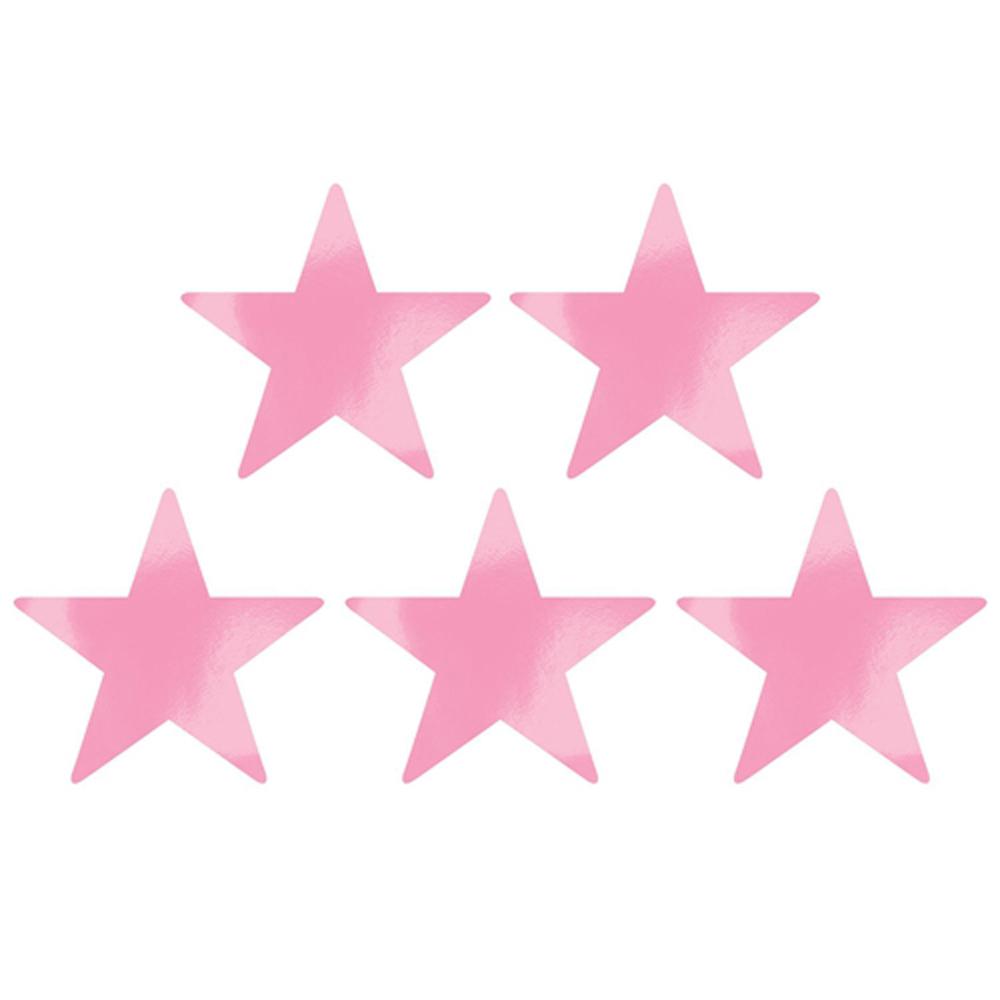 New Pink Star Foil Cutout 9in 5pcs Decorations - Party Centre