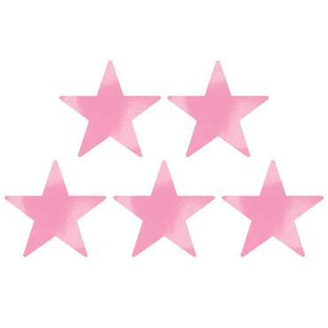 New Pink Star Foil Cutout 9in 5pcs Decorations - Party Centre