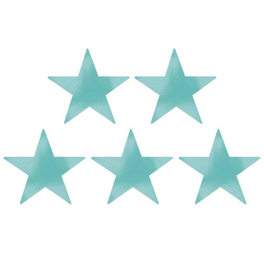 Robin's Egg Blue Star Foil Cutout 9in 5pcs Decorations - Party Centre