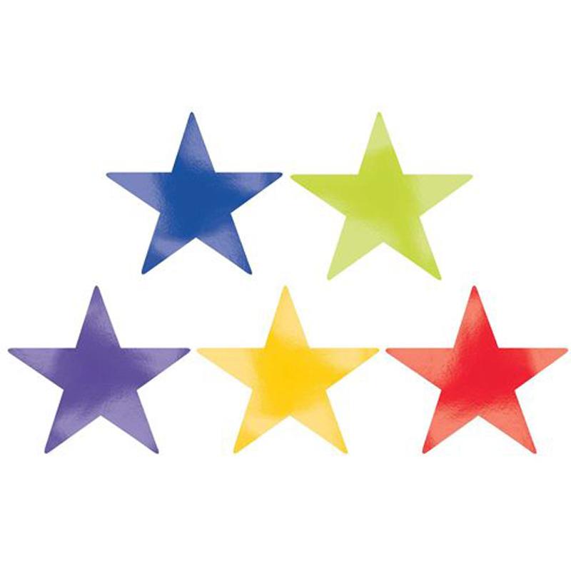 Rainbow Star Foil Cutout 9in 5pcs Decorations - Party Centre