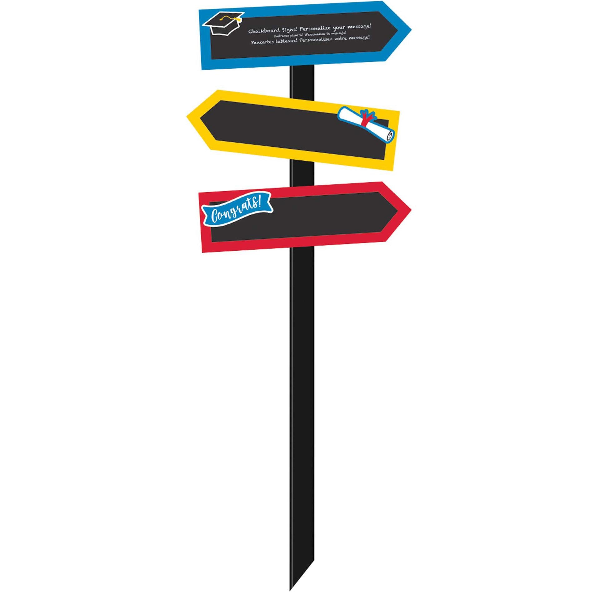 Grad Large Chalkboard Multi Colored Yard Stake Decorations - Party Centre