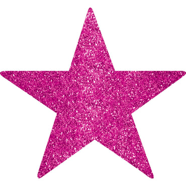 Bright Pink Star Cutouts 5in, 5pcs Decorations - Party Centre