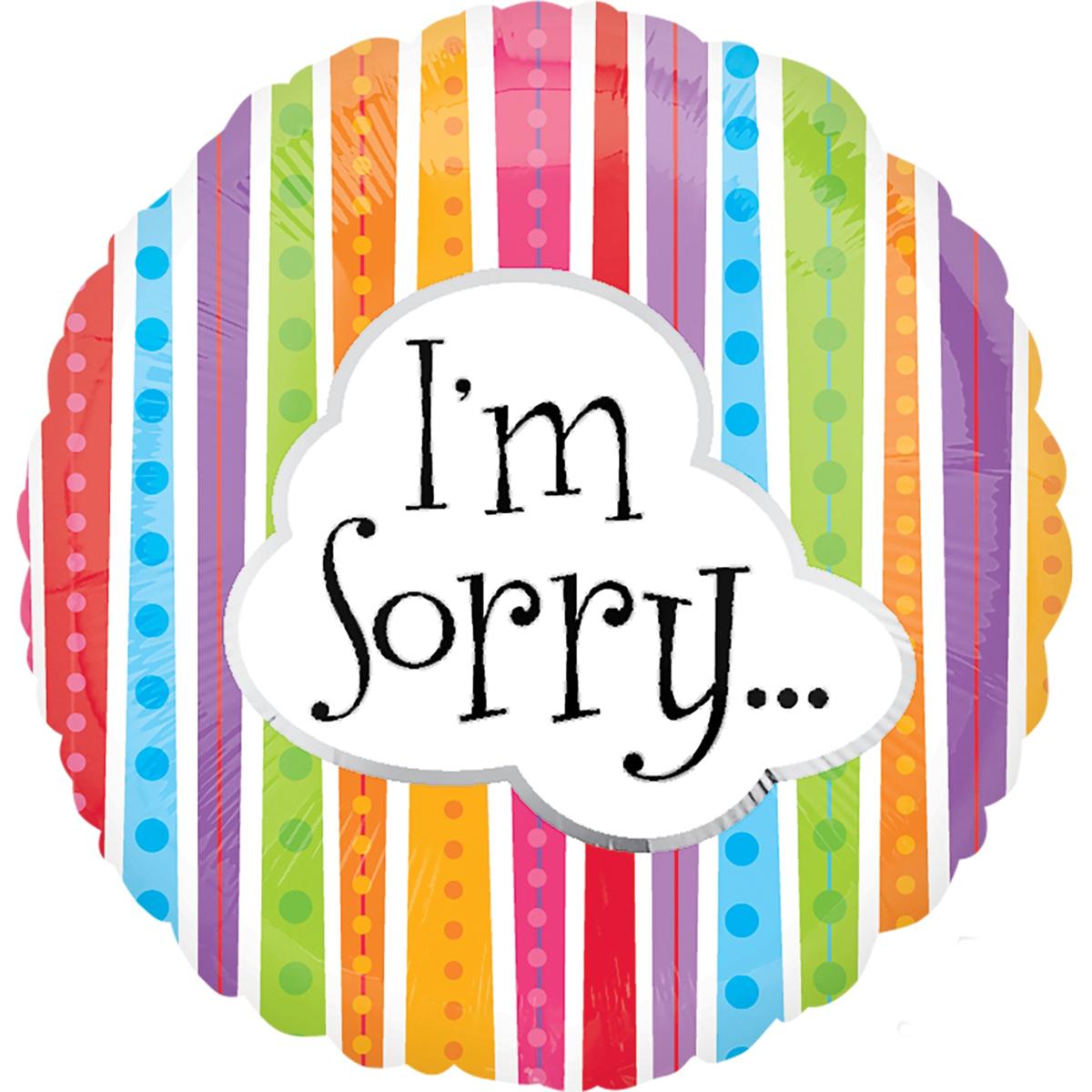 I'm Sorry Colorful Lines Foil Balloon 18in Balloons & Streamers - Party Centre