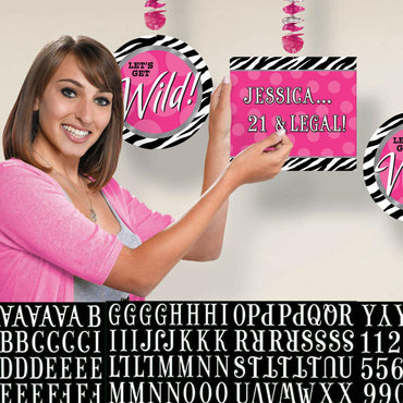 Zebra Party Personalized Dangling Cutouts 3pcs Decorations - Party Centre