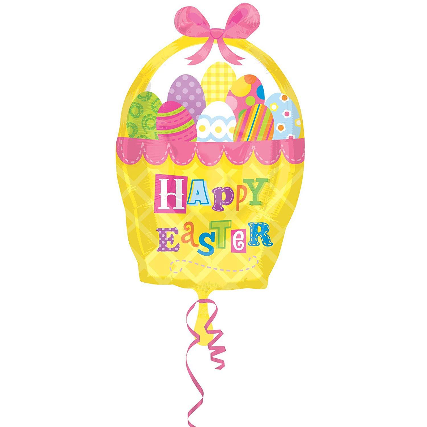 Easter Basket Foil Balloon Junior Shape Balloons & Streamers - Party Centre
