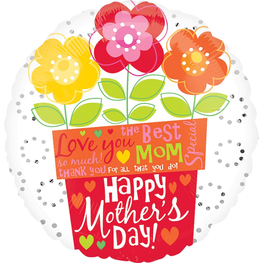 Mother's Day Flower Pot Foil Balloon 18in Balloons & Streamers - Party Centre