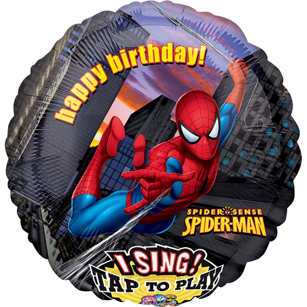 Spider-Man Birthday Singing Balloon 28in Balloons & Streamers - Party Centre