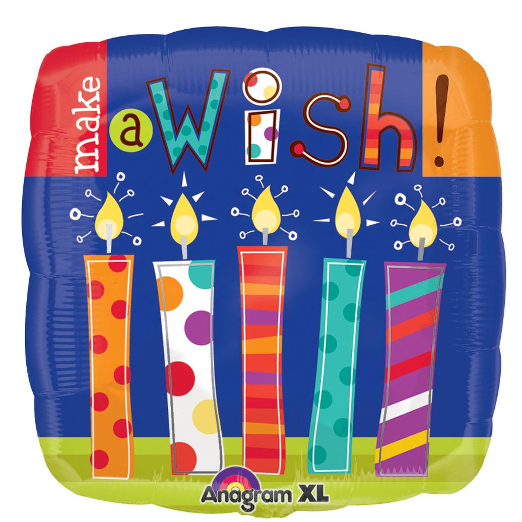 Make A Wish Candles Foil Balloon 18in Balloons & Streamers - Party Centre