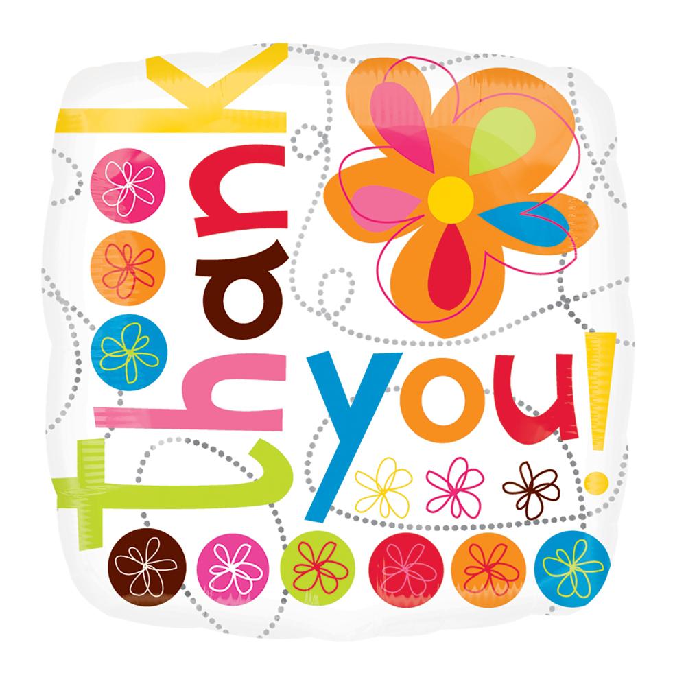 Thank You Colorful Flower Foil Balloon 18in Balloons & Streamers - Party Centre