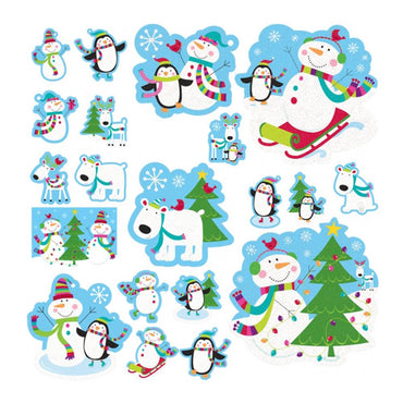 Joyful Snowman Glitter Cutouts 20pcs Decorations - Party Centre
