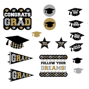 Graduation Mega Value Pack Paper Cutouts 30pcs Decorations - Party Centre