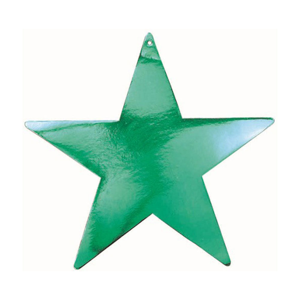 Green Star Foil Cutout 15in Decorations - Party Centre