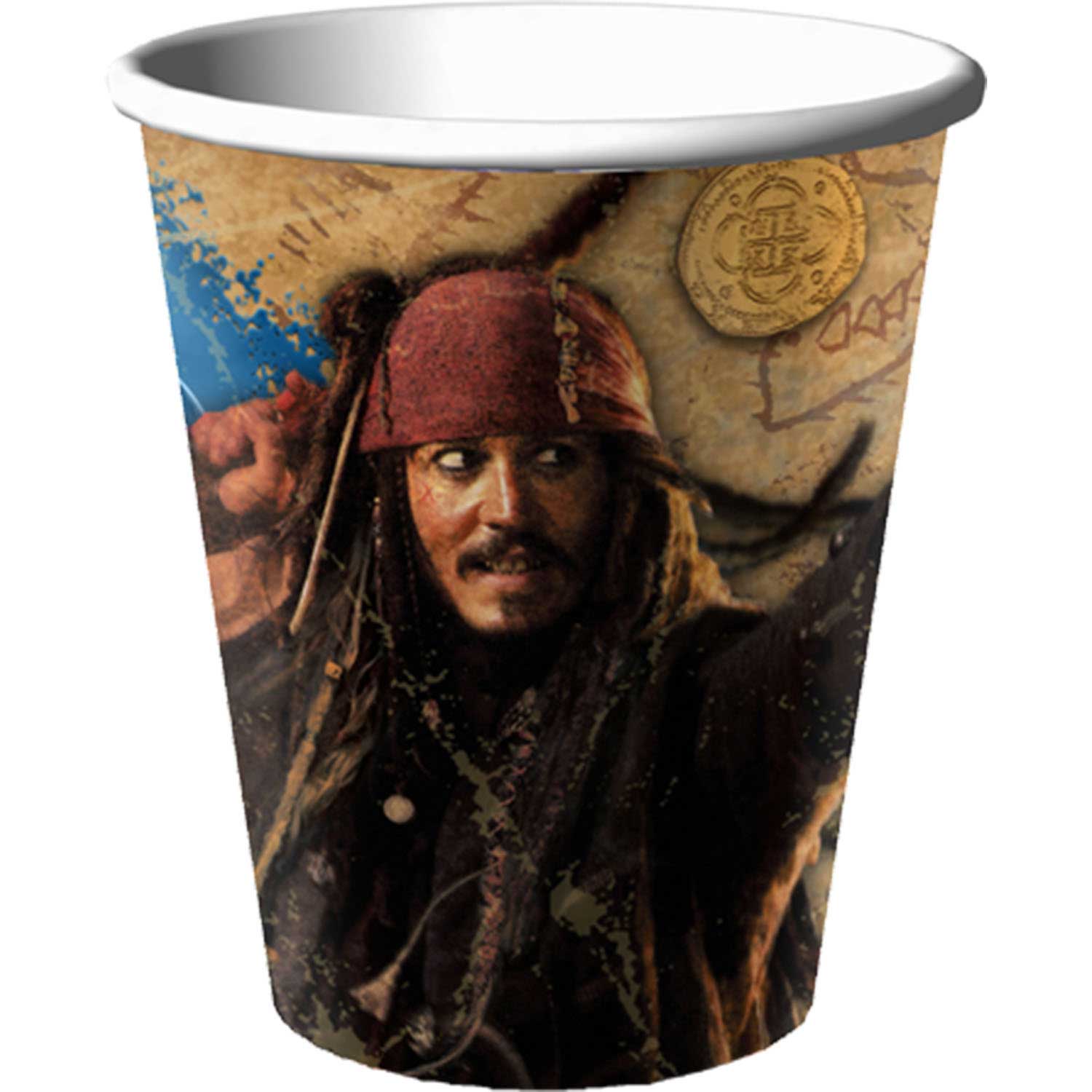 Pirates Of The Caribbean 9oz Cups 8pcs Printed Tableware - Party Centre