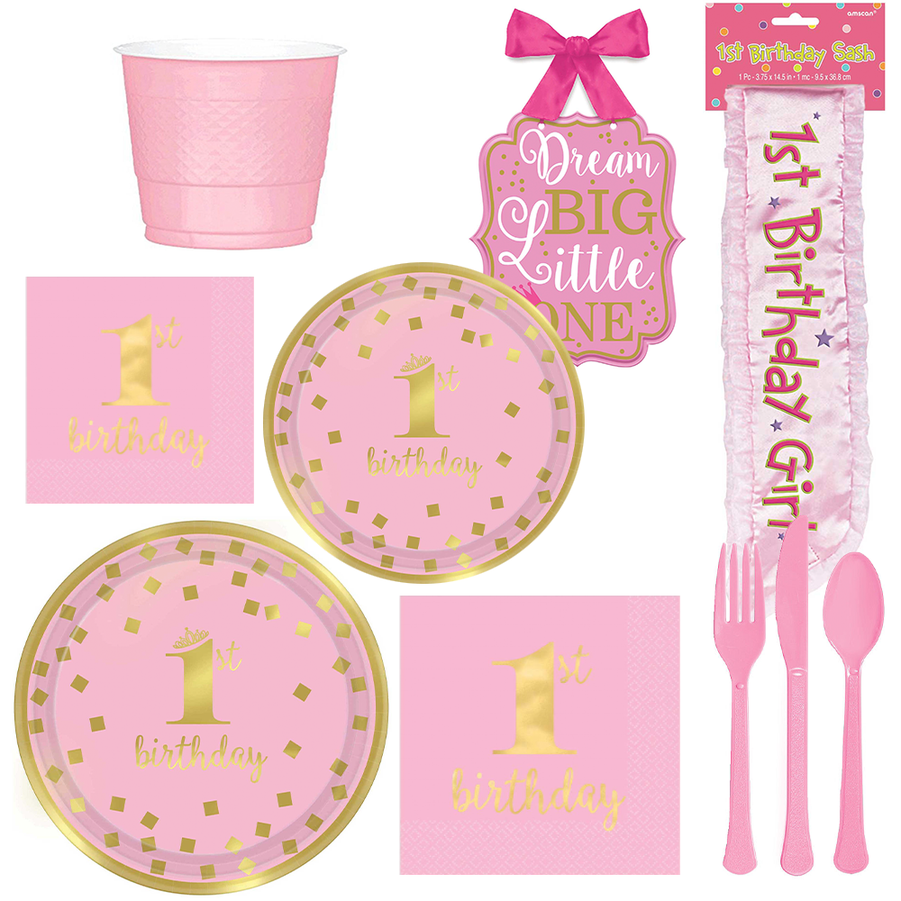 1st Birthday Girl Party Kit For 8 People