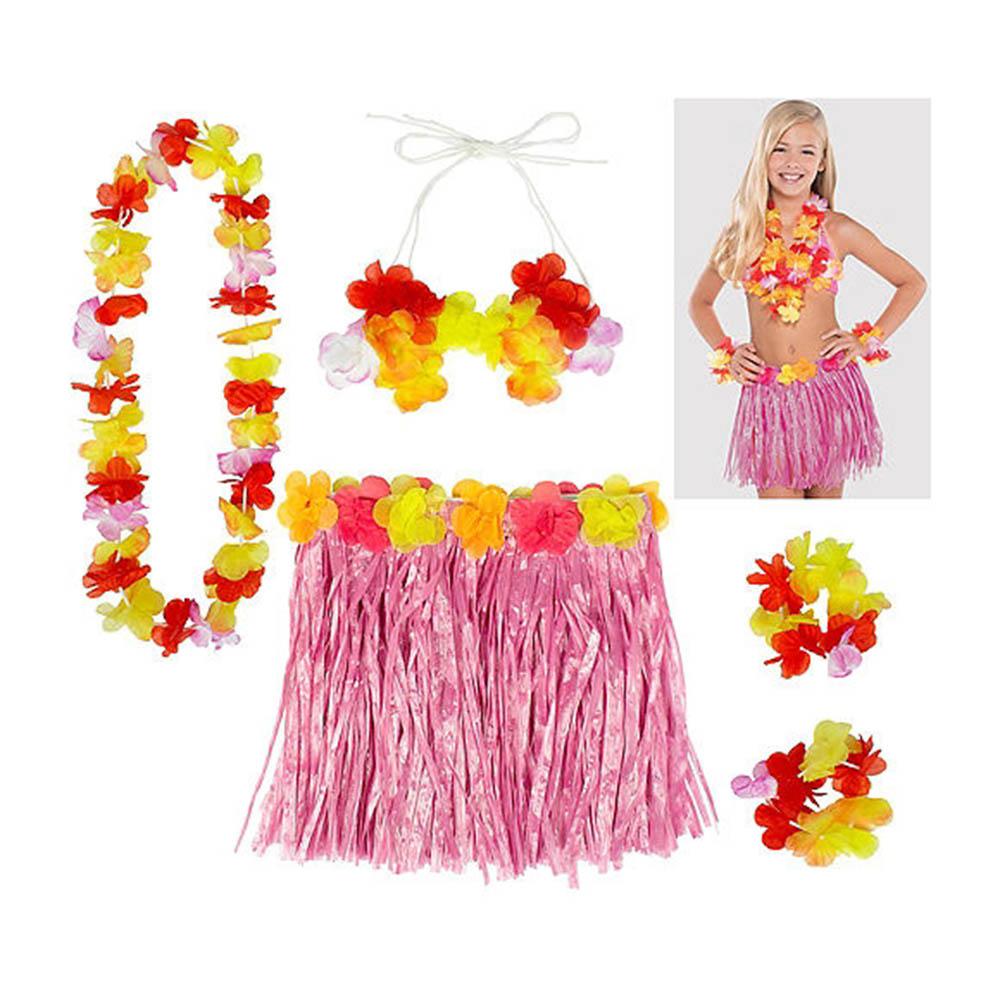 Child Hula Skirt Pink Kit Costumes & Apparel - Party Centre