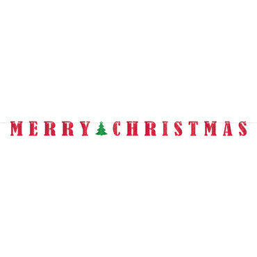 Merry Christmas Glitter Letter Banner Decorations - Party Centre