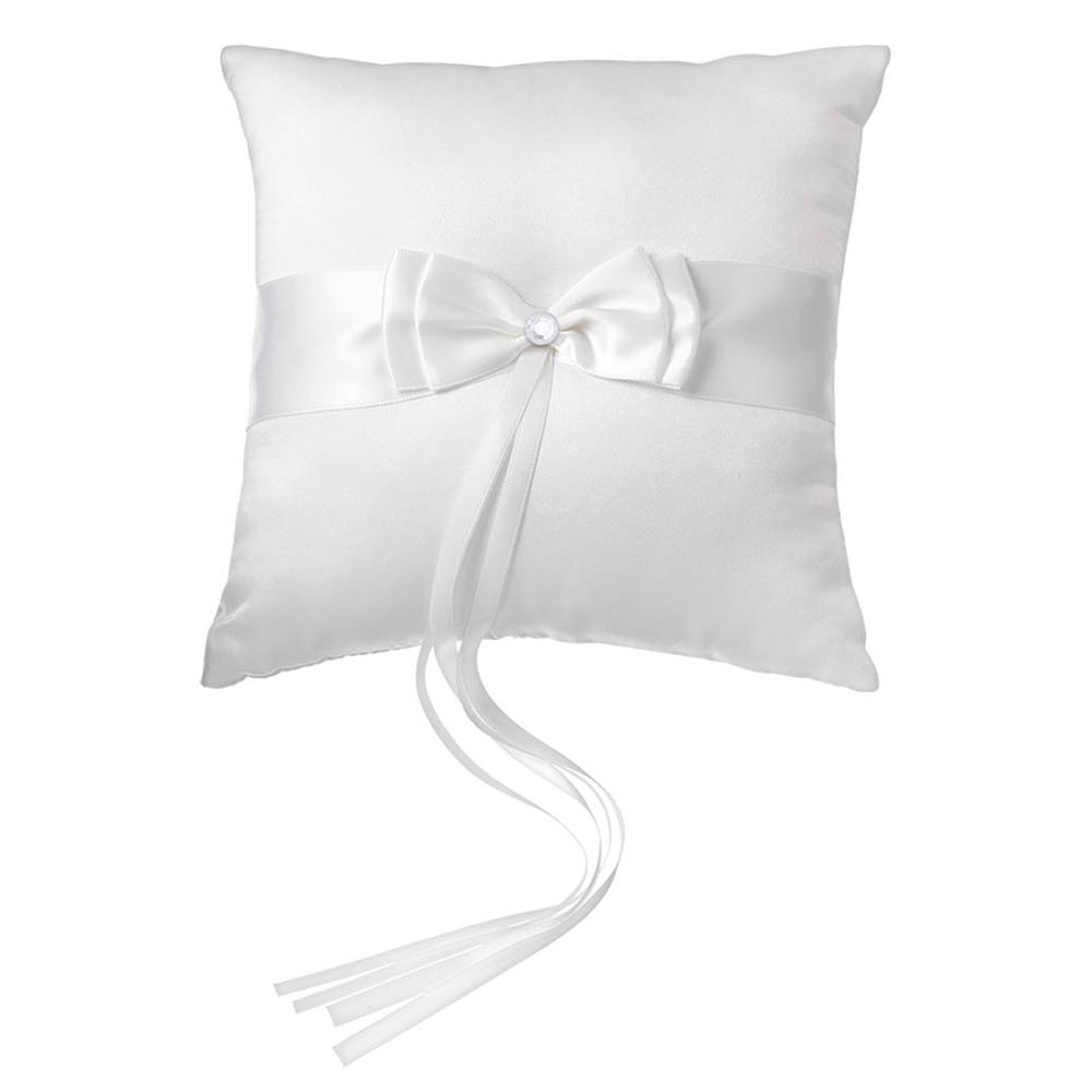 White Bow Ring Pillow Decorations - Party Centre
