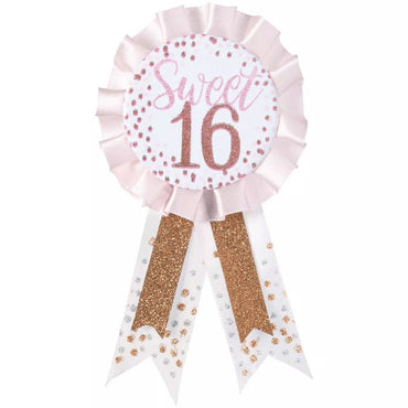 Sixteen Blush Award Ribbon Fabric w/ Glitter