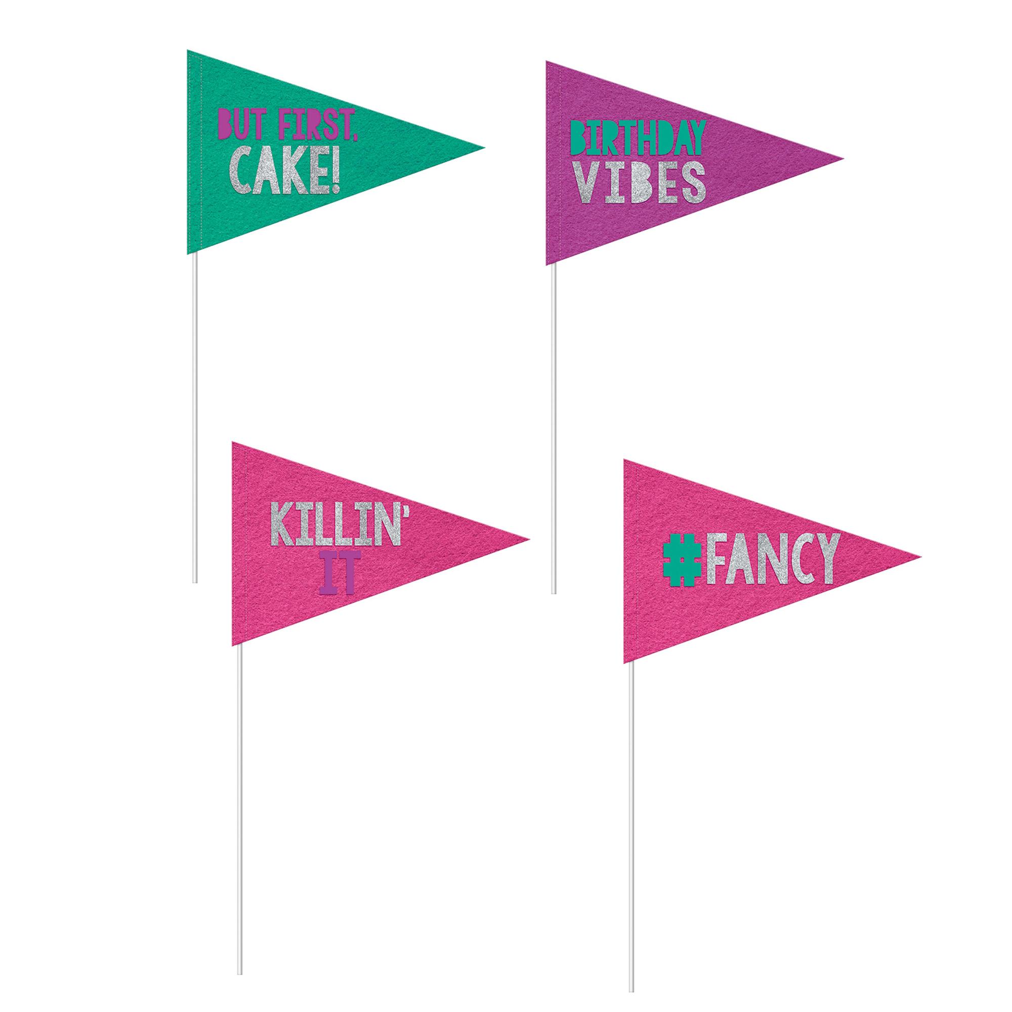 Young and Fab Felt and Glitter Pennant Banner 4pcs Decorations - Party Centre