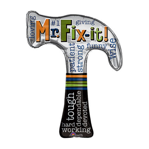 Mr. Fix-It Hammer Foil Balloon 28 x 35in Balloons & Streamers - Party Centre